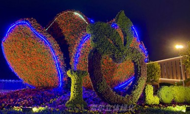 夜景下的立體花壇《幸?；ㄩ_(kāi)》